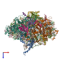 PDB entry 1jb0 coloured by chain, top view.