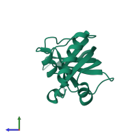 PDB entry 1jb3 coloured by chain, side view.