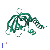 PDB entry 1jb3 coloured by chain, top view.