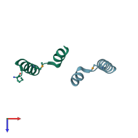 PDB entry 1jb6 coloured by chain, top view.