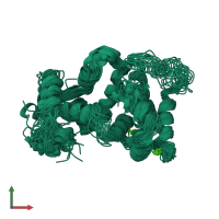 PDB entry 1jba coloured by chain, ensemble of 22 models, front view.