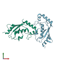 PDB entry 1jbb coloured by chain, front view.