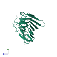 PDB entry 1jbc coloured by chain, side view.