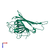 PDB entry 1jbc coloured by chain, top view.