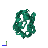 PDB entry 1jbh coloured by chain, ensemble of 20 models, side view.