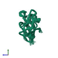 PDB entry 1jbi coloured by chain, ensemble of 20 models, side view.