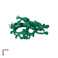 PDB entry 1jbi coloured by chain, ensemble of 20 models, top view.