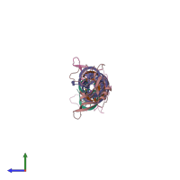 PDB entry 1jbr coloured by chain, side view.