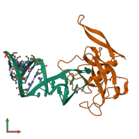 Hetero dimeric assembly 1 of PDB entry 1jbs coloured by chemically distinct molecules, front view.