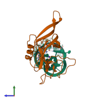 Hetero dimeric assembly 1 of PDB entry 1jbs coloured by chemically distinct molecules, side view.