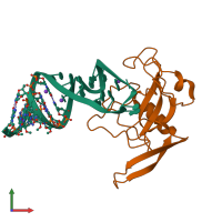 Hetero dimeric assembly 2 of PDB entry 1jbs coloured by chemically distinct molecules, front view.