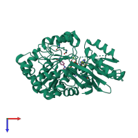 PDB entry 1jbw coloured by chain, top view.