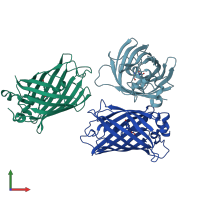 PDB entry 1jc0 coloured by chain, front view.