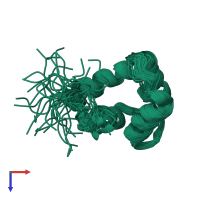 PDB entry 1jc2 coloured by chain, ensemble of 30 models, top view.