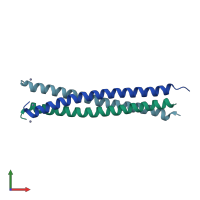 PDB entry 1jcc coloured by chain, front view.