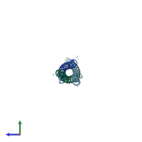 PDB entry 1jcc coloured by chain, side view.