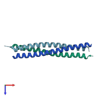 PDB entry 1jcd coloured by chain, top view.