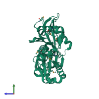 PDB entry 1jce coloured by chain, side view.