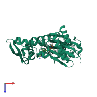 PDB entry 1jcg coloured by chain, top view.