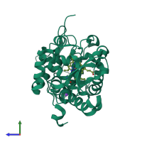 PDB entry 1jci coloured by chain, side view.