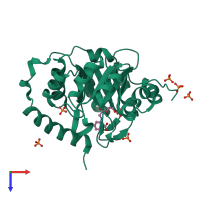 PDB entry 1jcm coloured by chain, top view.