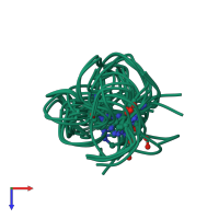 PDB entry 1jcp coloured by chain, ensemble of 20 models, top view.