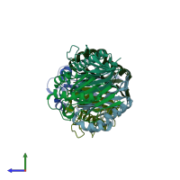 PDB entry 1jd1 coloured by chain, side view.