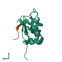 PDB entry 1jd5 coloured by chain, side view.