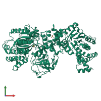 PDB entry 1jde coloured by chain, front view.