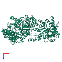 PDB entry 1jde coloured by chain, top view.
