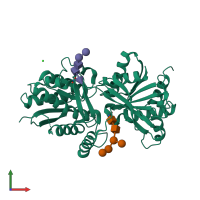 PDB entry 1jdn coloured by chain, front view.