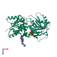 PDB entry 1jdn coloured by chain, top view.