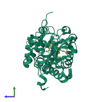 PDB entry 1jdr coloured by chain, side view.