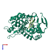 PDB entry 1jdr coloured by chain, top view.