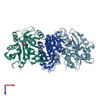 PDB entry 1jdt coloured by chain, top view.