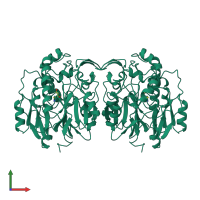 Homo dimeric assembly 1 of PDB entry 1jdw coloured by chemically distinct molecules, front view.