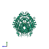 Homo dimeric assembly 1 of PDB entry 1jdw coloured by chemically distinct molecules, side view.