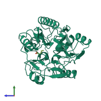 PDB entry 1jdx coloured by chain, side view.