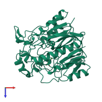 PDB entry 1jdx coloured by chain, top view.