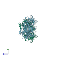 PDB entry 1jdy coloured by chain, side view.