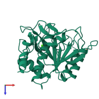 PDB entry 1jea coloured by chain, top view.
