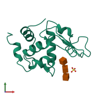 PDB entry 1jef coloured by chain, front view.