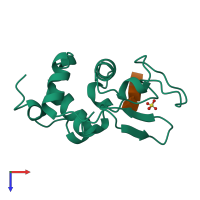 PDB entry 1jef coloured by chain, top view.