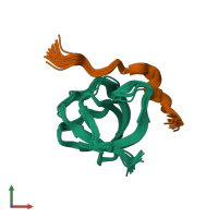 PDB entry 1jeg coloured by chain, ensemble of 25 models, front view.