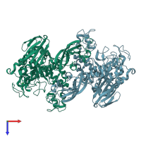 PDB entry 1jf5 coloured by chain, top view.