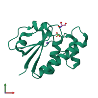 PDB entry 1jf8 coloured by chain, front view.