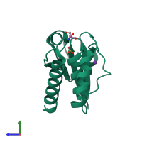 PDB entry 1jf8 coloured by chain, side view.
