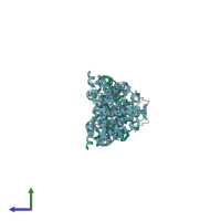 PDB entry 1jfa coloured by chain, side view.