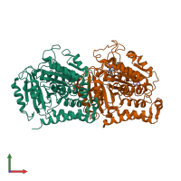 PDB entry 1jff coloured by chain, front view.