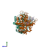 PDB entry 1jff coloured by chain, side view.